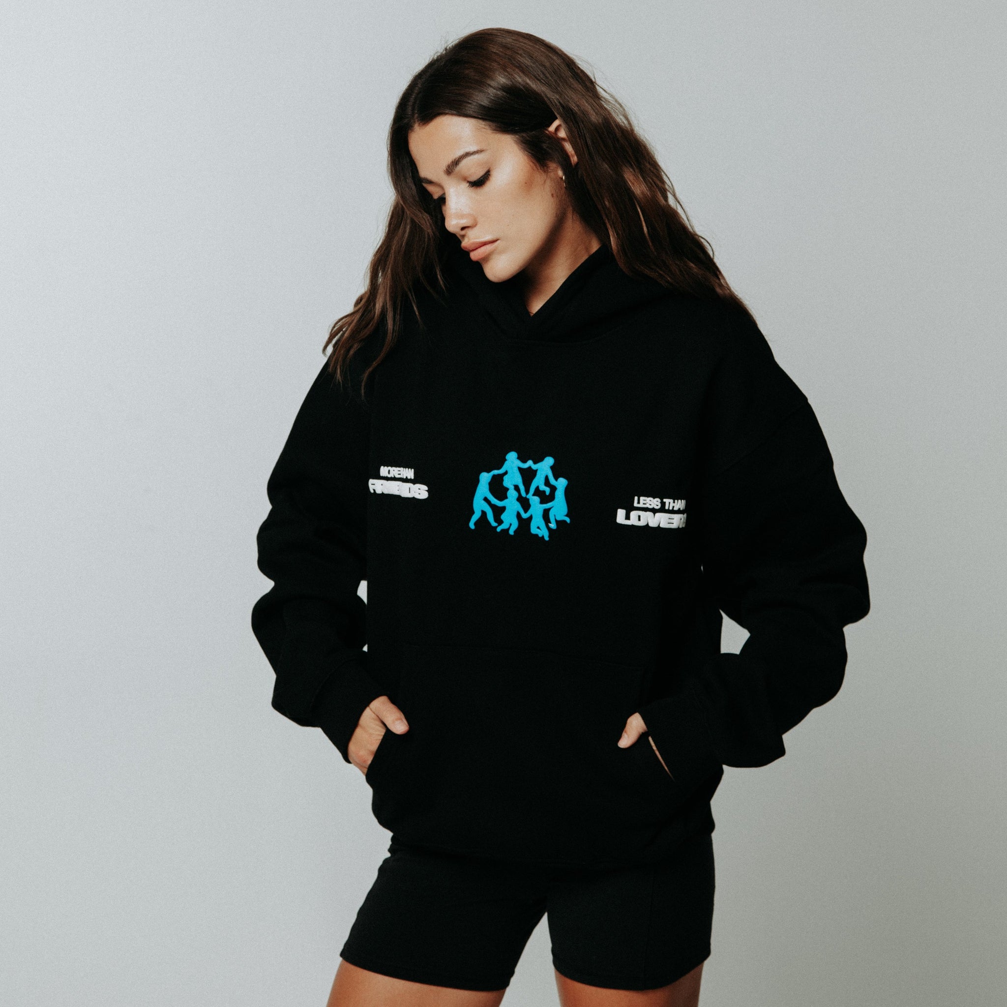 Streetwear oversized hoodie with buff print هودي اوفرسايز اسود ماركة ثلاثة وعشرين ٢٣ stdio 23